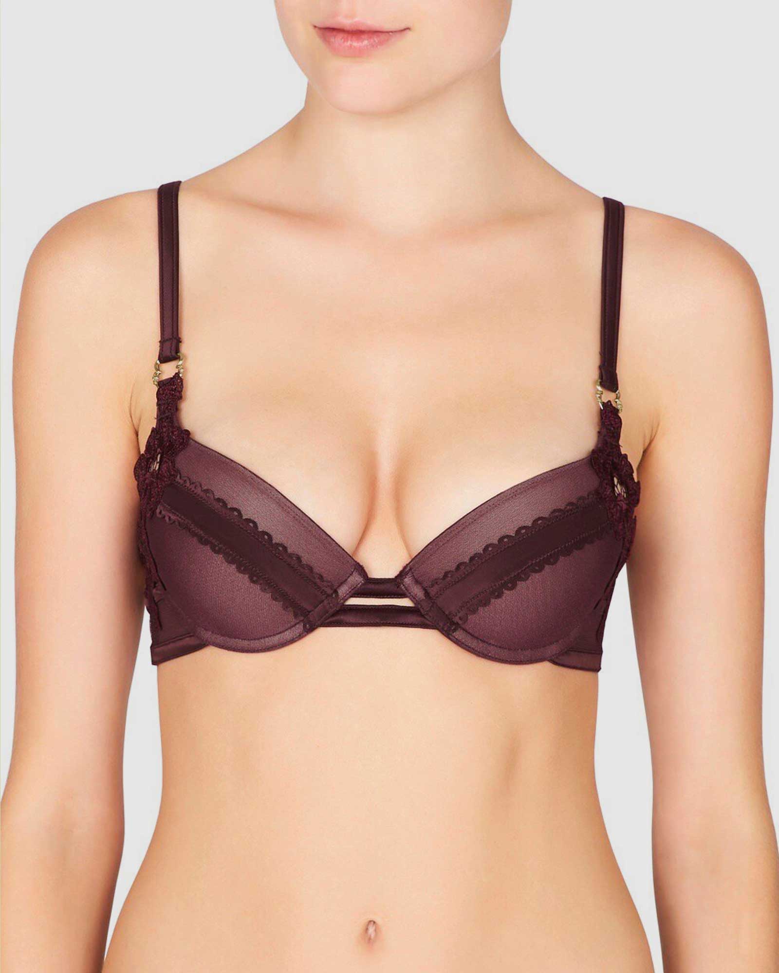 Lily | Plunge Push Up Bra | Black Cherry